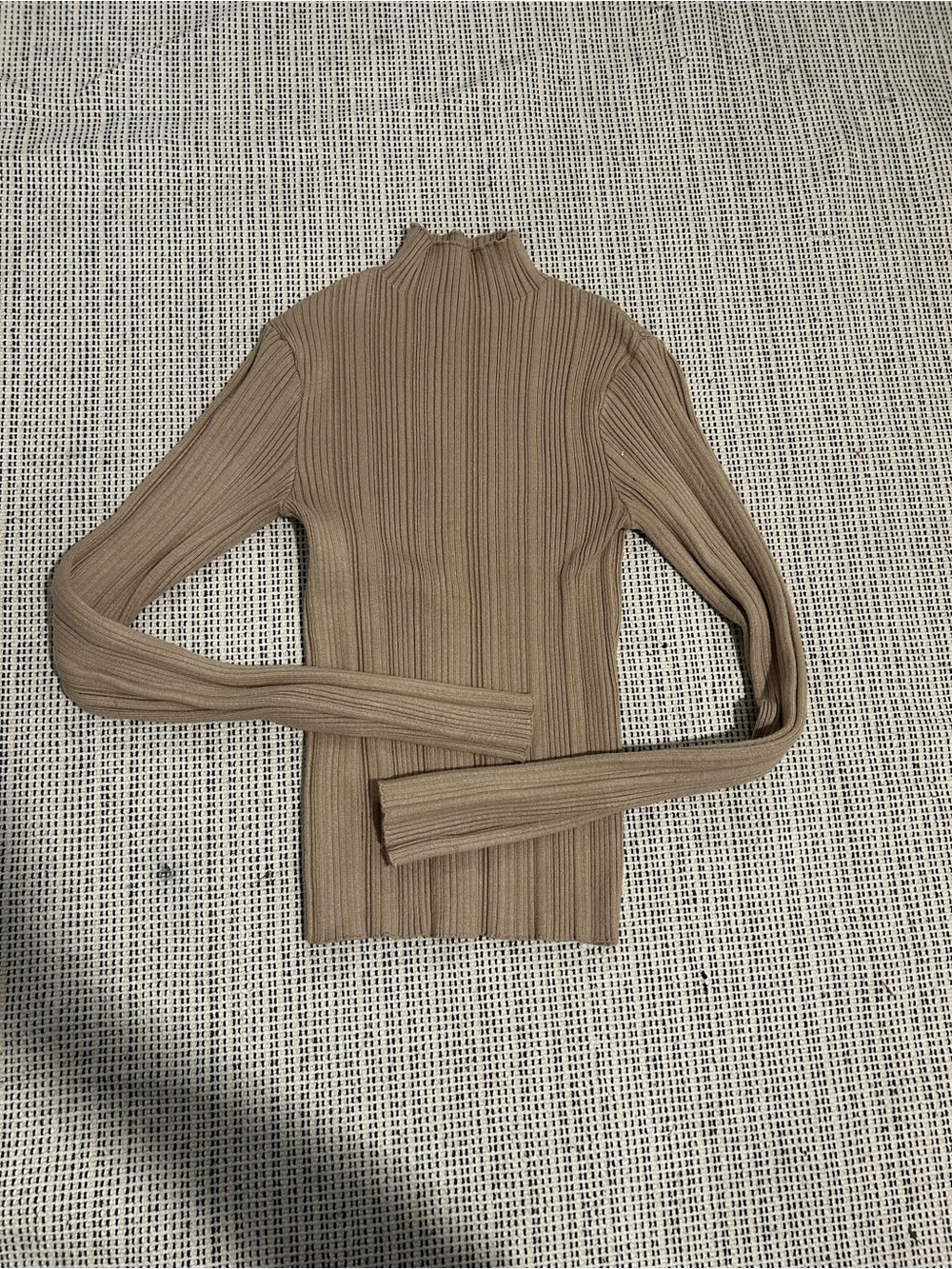 Dynamite Ribbed Mock Neck Sweater - Beige